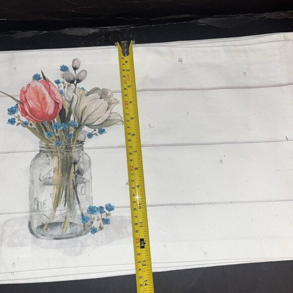 Farmhouse Spring Placemats Park Designs Floral Mason Jar Set of 4 Tiny Flaw READ - Picture 10 of 11